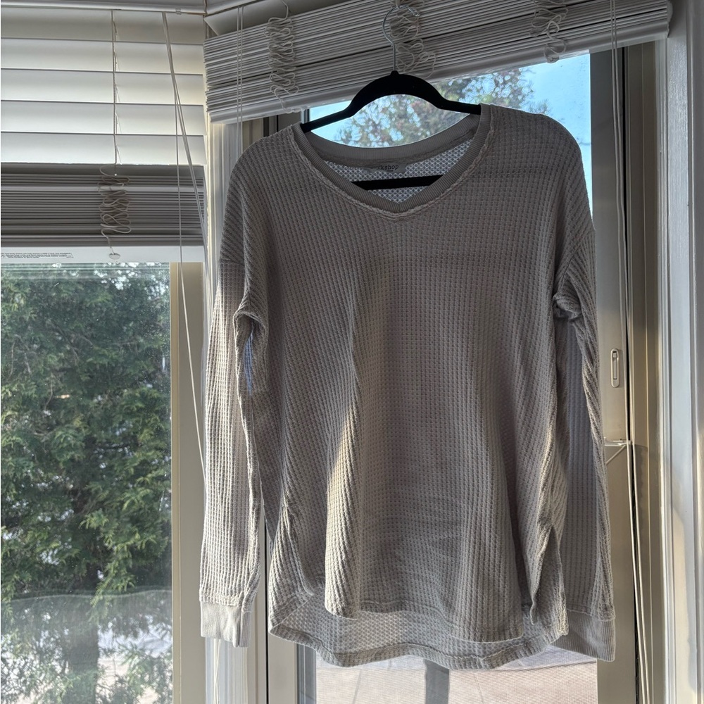 FP dupe Gray V-Neck Long Sleeve Top